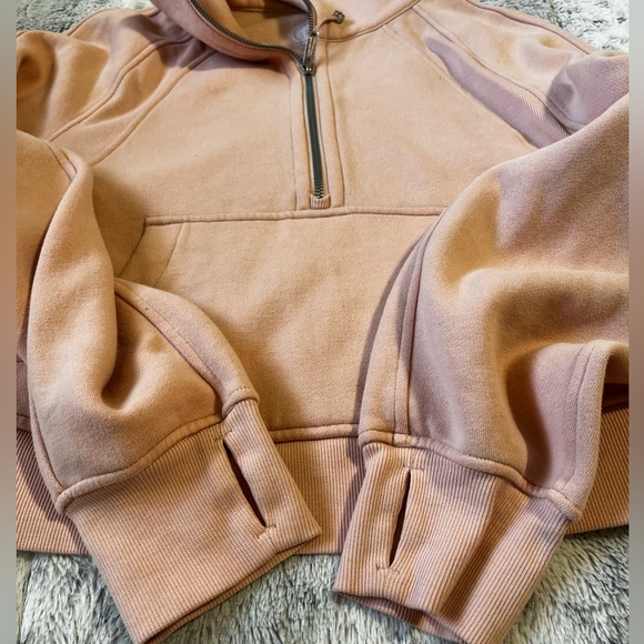 Lululemon Scuba Oversized Cropped Half Zip In Peach Satin Women’s Size XS/S - Picture 7 of 10